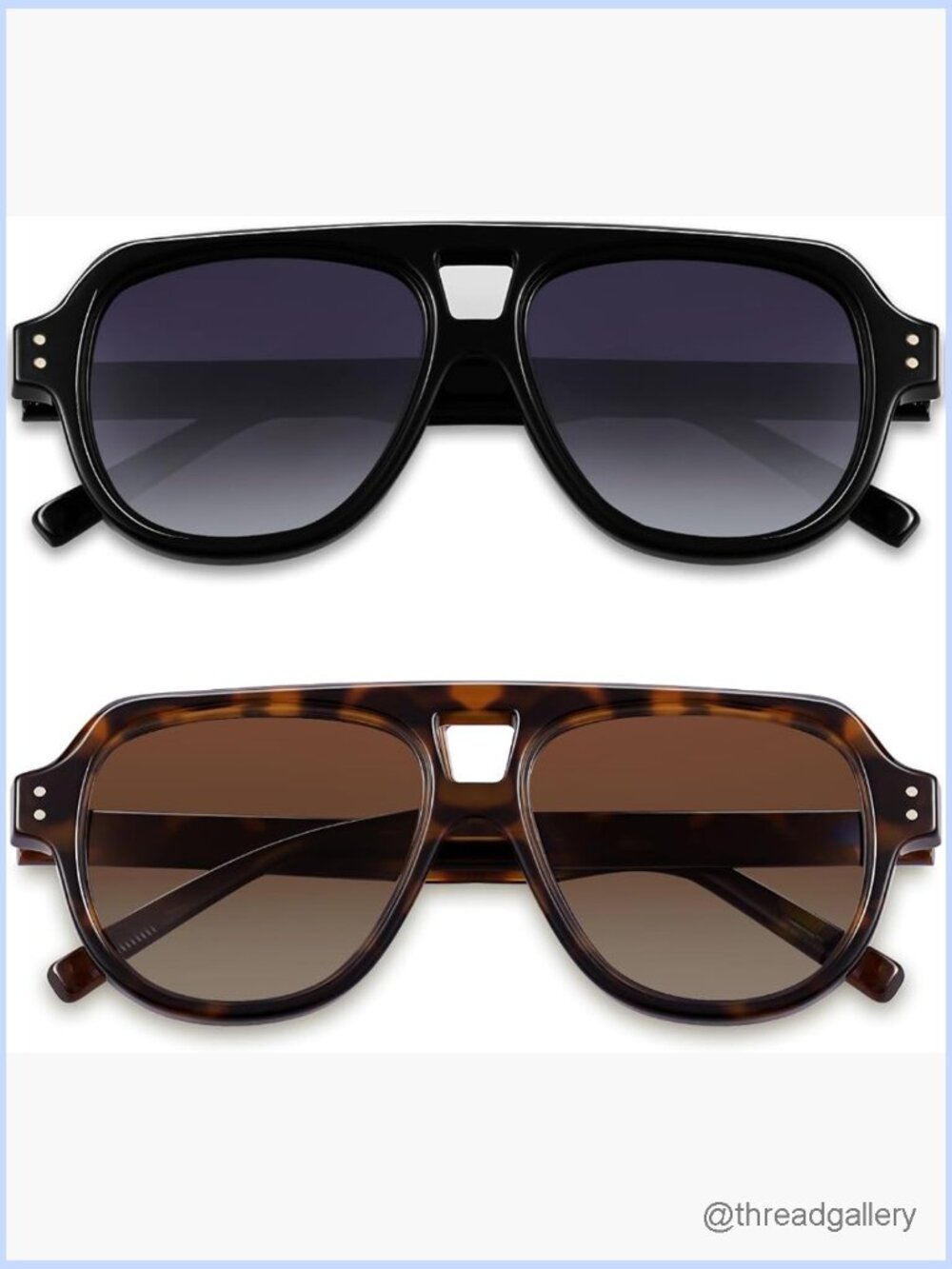 Retro Polarized Chunky Aviator Sunglasses Square Oversized Pilot Thick